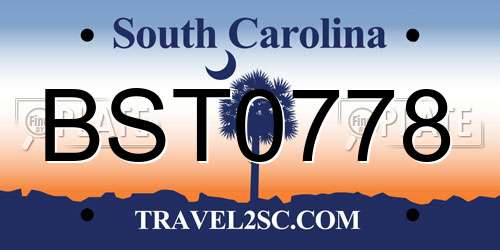 BST0778 South Carolina License Plate