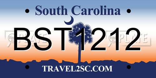 BST1212 South Carolina License Plate