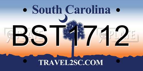 BST1712 South Carolina License Plate