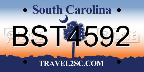 BST4592 South Carolina License Plate