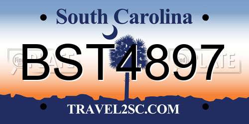BST4897 South Carolina License Plate