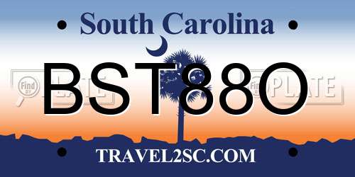 BST88O South Carolina License Plate