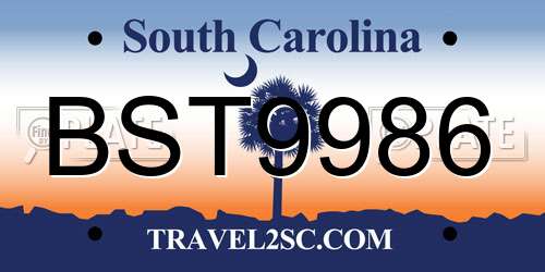 BST9986 South Carolina License Plate