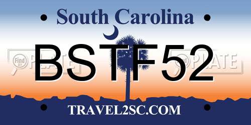 BSTF52 South Carolina License Plate