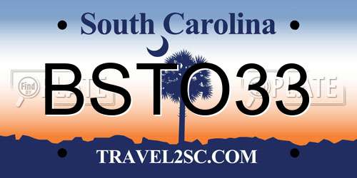 BSTO33 South Carolina License Plate