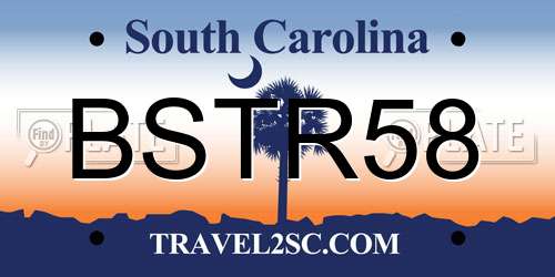 BSTR58 South Carolina License Plate