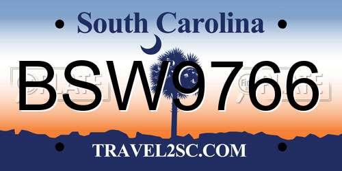 BSW9766 South Carolina License Plate