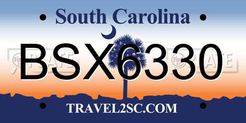 BSX6330 South Carolina License Plate