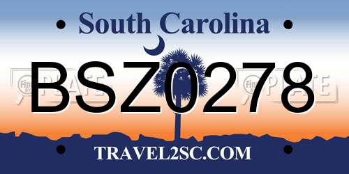 BSZ0278 South Carolina License Plate