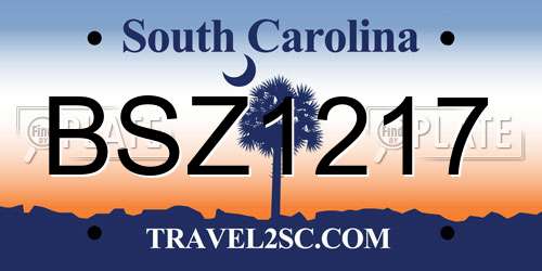 BSZ1217 South Carolina License Plate