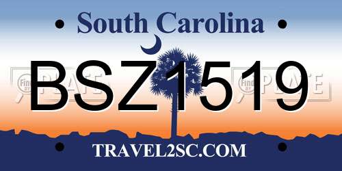BSZ1519 South Carolina License Plate