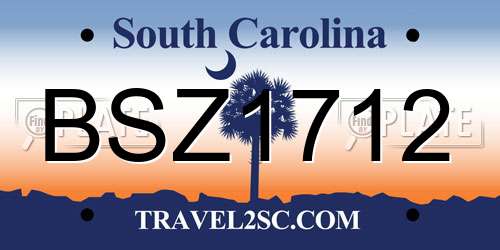 BSZ1712 South Carolina License Plate