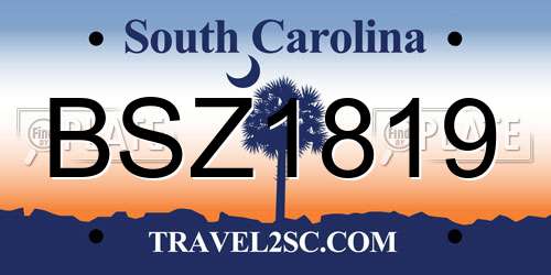 BSZ1819 South Carolina License Plate