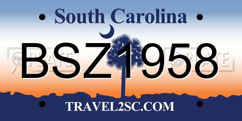 BSZ1958 South Carolina License Plate