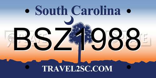 BSZ1988 South Carolina License Plate