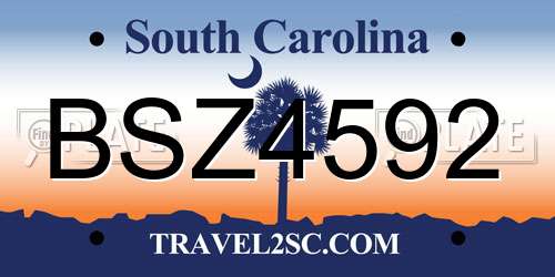 BSZ4592 South Carolina License Plate