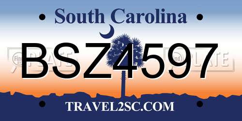 BSZ4597 South Carolina License Plate