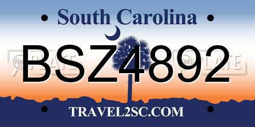 BSZ4892 South Carolina License Plate