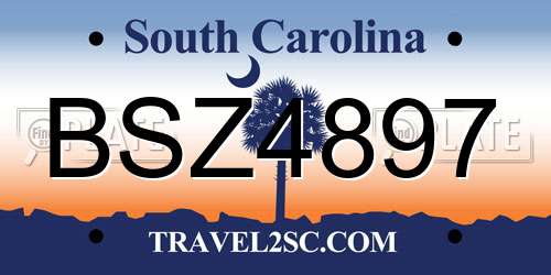 BSZ4897 South Carolina License Plate