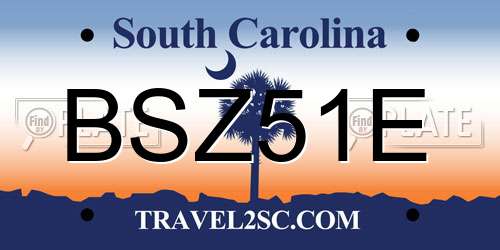 BSZ51E South Carolina License Plate