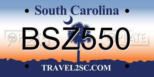 BSZ550 South Carolina License Plate