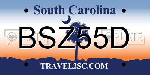 BSZ55D South Carolina License Plate