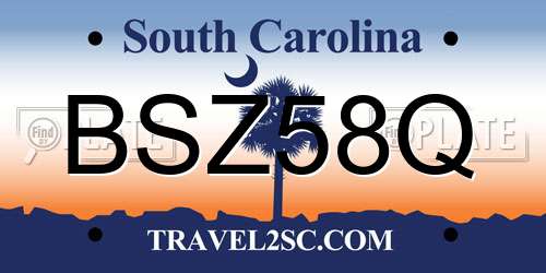 BSZ58Q South Carolina License Plate