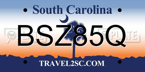 BSZ85Q South Carolina License Plate