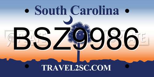 BSZ9986 South Carolina License Plate