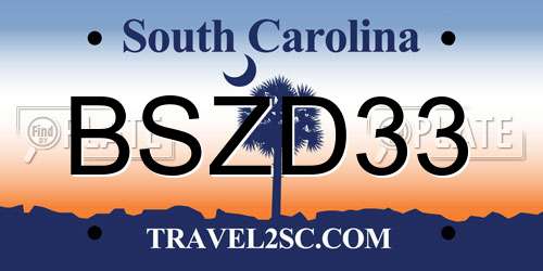 BSZD33 South Carolina License Plate