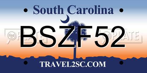 BSZF52 South Carolina License Plate