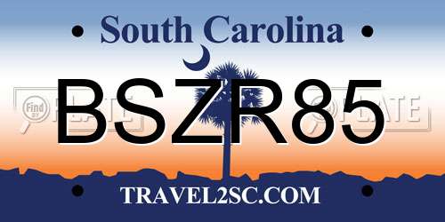 BSZR85 South Carolina License Plate