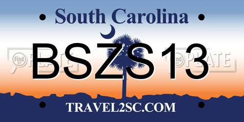 BSZS13 South Carolina License Plate