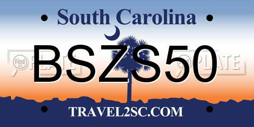 BSZS50 South Carolina License Plate