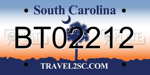 BT02212 South Carolina License Plate