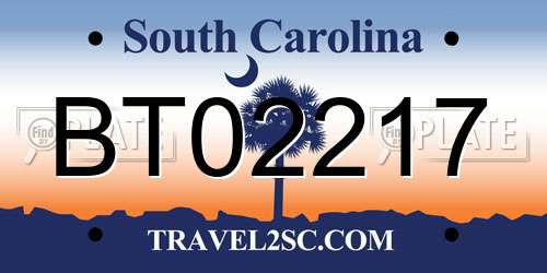 BT02217 South Carolina License Plate