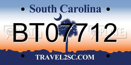 BT07712 South Carolina License Plate