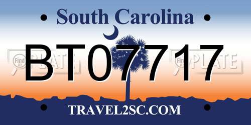 BT07717 South Carolina License Plate