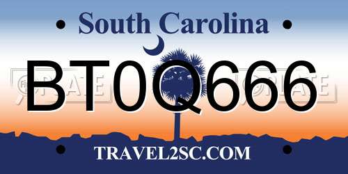 BT0Q666 South Carolina License Plate
