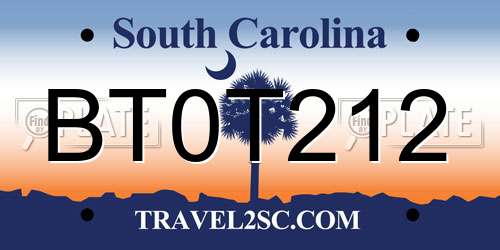 BT0T212 South Carolina License Plate