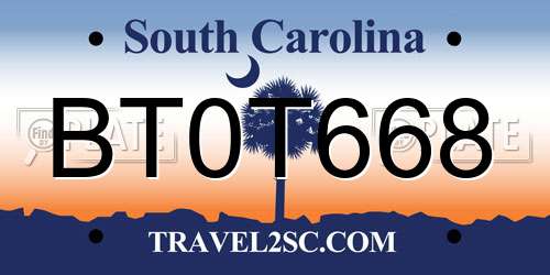 BT0T668 South Carolina License Plate