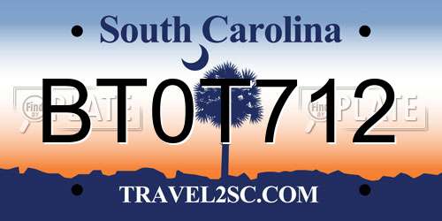 BT0T712 South Carolina License Plate