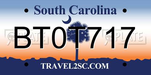 BT0T717 South Carolina License Plate