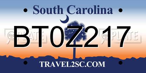 BT0Z217 South Carolina License Plate