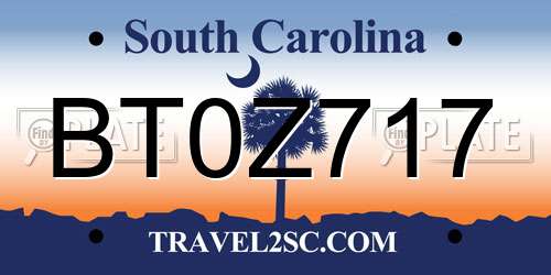 BT0Z717 South Carolina License Plate