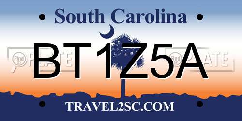 BT1Z5A South Carolina License Plate
