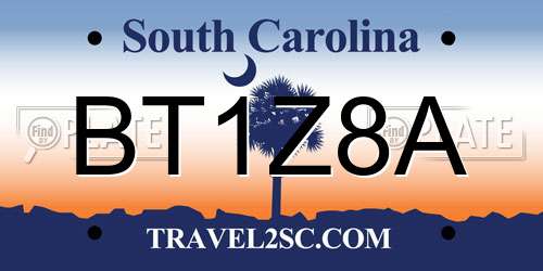 BT1Z8A South Carolina License Plate