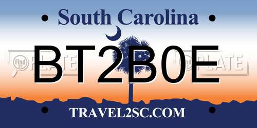 BT2B0E South Carolina License Plate
