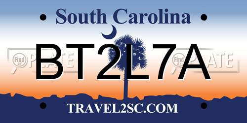 BT2L7A South Carolina License Plate