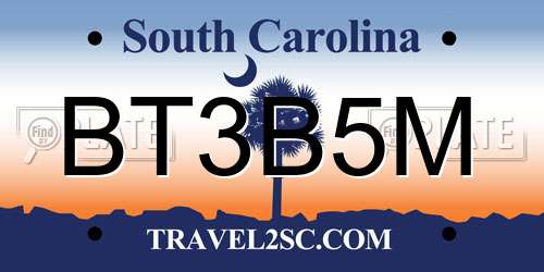 BT3B5M South Carolina License Plate